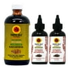 Tropic Isle Jamaican Black Castor Oil 8oz & 2 Packs of Strong Roots Red Pimento Hair Growth Oil 4 Oz with Applicator