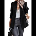 thumbnail image 3 of Chaqueta Blazer Informal de Oficina para Mujer, de Larga, con Solapa y Abertura Frontal. Negro XL, 3 of 8