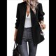 thumbnail image 3 of Chaqueta Blazer Informal de Oficina para Mujer, de Larga, con Solapa y Abertura Frontal. Negro L, 3 of 8