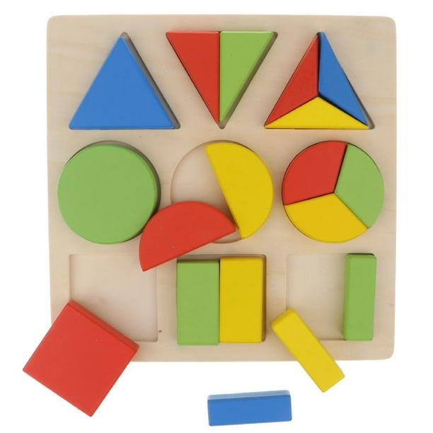 Juguete Montessori de madera, Bloques de geometría, Juguete educativo Montessori, Tablero de fracciones de formas, Juguete de aprendizaje de fracciones, Juguete de aprendizaje temprano para