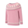 thumbnail image 5 of Fair Isle Sweater Women Vintage Long Sleeve Crewneck Sweater Fair Isle Knit Pullover Top Pink S, 5 of 6