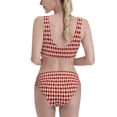 thumbnail image 3 of Vsdgher Womens High Waisted Bikini Sets Two Piece Swimsuit Red and Brown Squares Print Tummy Control Bathing Suit-Large, 3 of 8