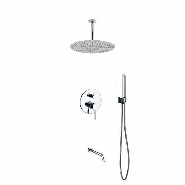 Aqua Rondo Shower Set W Ceiling Mount 20 Rain Handheld And Tub Filler Com Ceiling Mount 20 Rain Shower Handheld, Ceiling Mounted Shower Head With Handheld