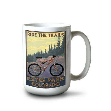 

15 fl oz Ceramic Mug Estes Park Colorado Ride the Trails Dishwasher & Microwave Safe
