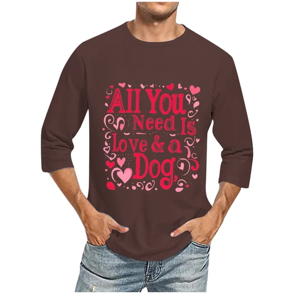 Men's Valentine's Day T-Shirt,Heart Print Round Neck Casual Short Sleeve Round-Neck Blouses Valentine's Day Gift for Him