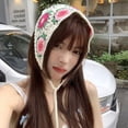 thumbnail image 4 of CoCozhu Travel Instagram Sweet And Cute Handmade Knitted Headband Girl Style Personalized Hook Flower Art Style Triangle Scarf Headband, 4 of 9