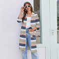 thumbnail image 6 of Zipper Robes for Women Lightweight Loose Fit Womens Bathrobe Zip Up Front 3/4 Length Sleeve Knee Length Striped Loose Fit Sleepwear Nightgown with Pockets Pink XL, 6 of 8