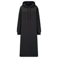 thumbnail image 4 of Wdfiry Women's Midi Dress Solid Color Pullover Hooded Long Sleeve Dress Casual Plus Size Side Slit Sweatshirt Dress, 4 of 6