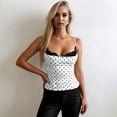 thumbnail image 2 of Samlisa Spaghetti Strap Camisole Tops for Women Trendy Polka Dots Printed Lace Shelf Bra Tank Tops Summer Sleeveless Slim Fit Cami Tops Tshirts White M, 2 of 8