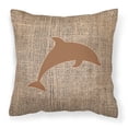 thumbnail image 2 of Carolines Treasures BB1025-BL-BN-PW1818 Dolphin Burlap and Brown   Canvas Fabric Decorative Pillow BB1025 18H x18W, 2 of 2