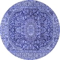 thumbnail image 1 of Ahgly Company Machine Washable Indoor Round Medallion Blue Traditional Area Rugs, 4' Round, 1 of 4
