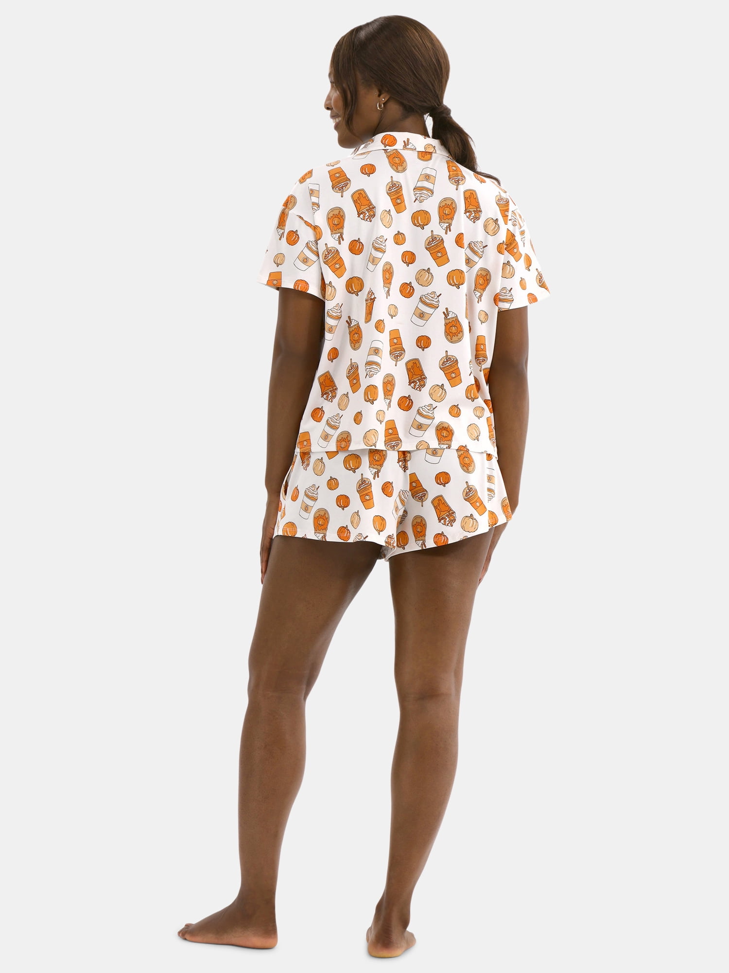 Halloween Women’s Printed Notched Top and Shorts Pajama Set from Way to Celebrate, 2-Piece, Sizes XS-3X