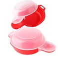 thumbnail image 1 of 2 Sets Microwave Egg Cooker,1 Minute Fast Egg Hamburg Omelet Maker Kitchen Cooking Tool(Red And Clear), 1 of 7