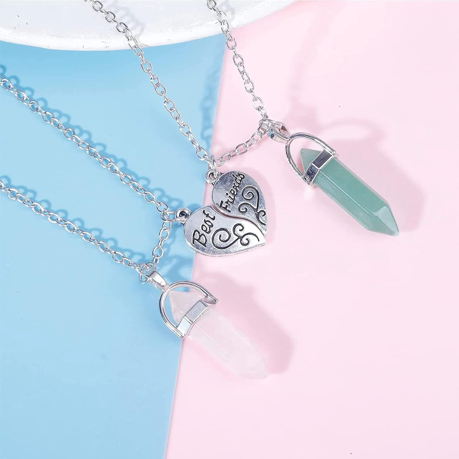 ORUYROP Friendship Necklace for 2 Girls Best Friend Crystal