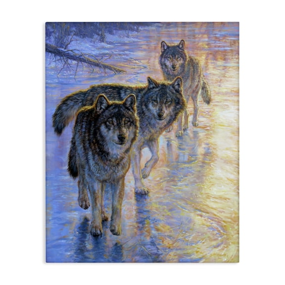 Stupell Industries Farmhouse Sunlit Wolf Trio Canvas Art, 24 x 30, by Beth Hoselton