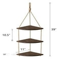 thumbnail image 4 of Hanging Corner Wall Shelf ,Rustic Wood Floating Shelves,Thick Rope Firm , Sundries Storage Organizer Decor for Bedroom Kitchen, 4 of 10