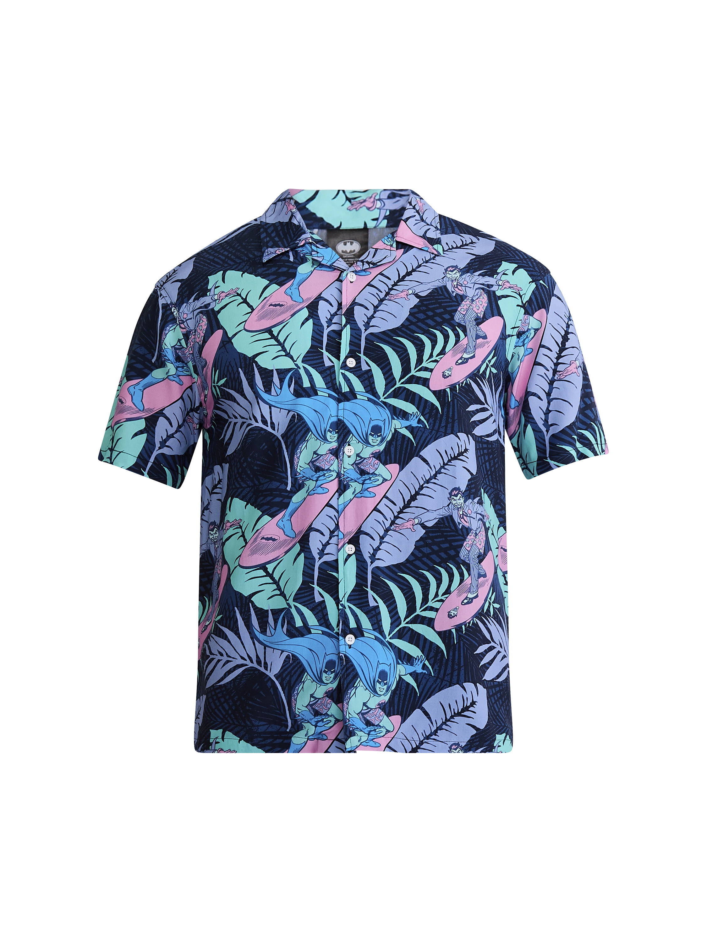 Batman Men's and Big Men's Floral Graphic Button-Up Resort Shirt, Sizes S-3XL