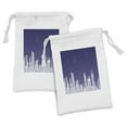 thumbnail image 1 of NYC Fabric Pouch Set of 2, Illustration of New York Skyline at Night Starry Sky United States Print, Small Drawstring Bag for Toiletries Masks and Favors, 9" x 6", Dark Indigo and White, by Ambesonne, 1 of 2