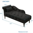thumbnail image 2 of Aijia 60.6" Velvet Chaise Lounge Buttons Tufted Nailhead Trimmed Solid Wood Legs with 1 Pillow,Burgundy (Left Arm Design) (Black), 2 of 6