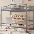 thumbnail image 1 of Loft Bed Twin Size, 400 Lbs Heavy Duty Metal Twin Loft Bed with Ladder & Safety Guardrail, Space-Saving, Noise Free, No Box Spring Needed, Easy Assembly, Crey, 1 of 8