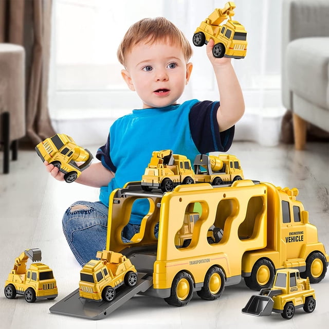 Simulation Car Model Lights Music Transport Toy, Interactive Sound Effects, -Friendly Design, for Boys Girls Ages 3-8, Developmental Learning, Toy Vehicle Collection, Educational Vehicle Play Set