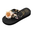 thumbnail image 7 of Flip Flops for Women with Arch Support Bohemia Flower Beach Vacation Thong Sandals Lightweight Platform Slides Black Size 8.5, 7 of 7