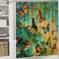 thumbnail image 6 of Orinice Butterflies Blue Sky Green Sky Bathroom Decor Set - Colorful Luxurious Graphic Print Polyester Fabric Fashion Decor Set with Hooks - Home Bathtubs Curtain Decoration Chic Modern Shower, 6 of 7