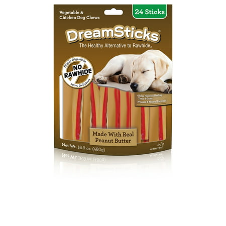 DreamBone DreamSticks Rawhide-Free Dog Chews, Made with Real Peanut Butter,