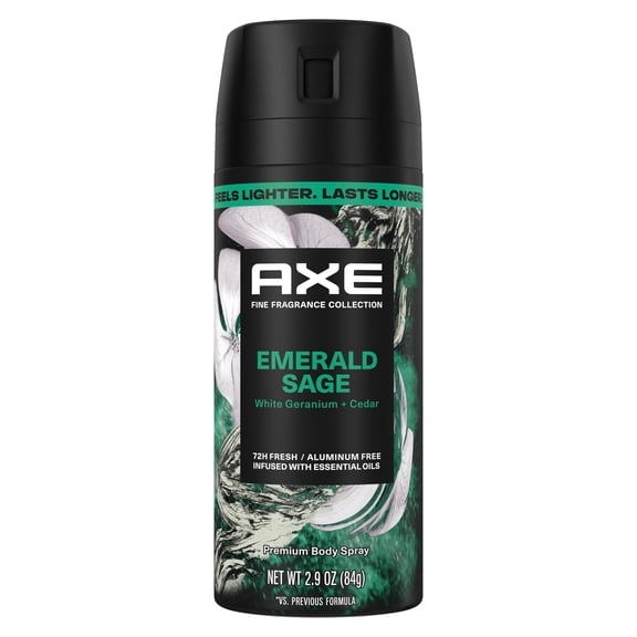 AXE Fine Fragrance Collection Body Spray 72 Hour Freshness Emerald Sage Aluminum Free, 2.9 oz