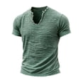 thumbnail image 4 of ZXLBBD Mens T Shirts Distressed Linen Raw Edge V Neck Short Sleeve Solid Color Lightweight Henley Tee Fashion Clothing Casual Summer Tshirts,Green,4XL, 4 of 4
