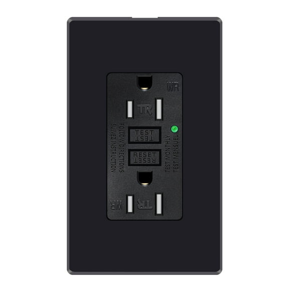15amp Weather Resistant GFCI Outlet, Tamper Resistant GFI Receptacle with LED Indicator, Decor Wall Plate and Screws Included, ETL Certified, Black 50 Pack