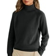 thumbnail image 2 of Turtleneck Sweater Women Long Sleeve Mock Neck Sweater Warm Fall Winter Chunky Knit Pullover 2025 Black XXL, 2 of 4