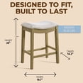 thumbnail image 4 of ROME + OAK Parker 26" Backless Saddle Counter Stool, Natural Wood, Cream Fabric, Set of 3, 4 of 13