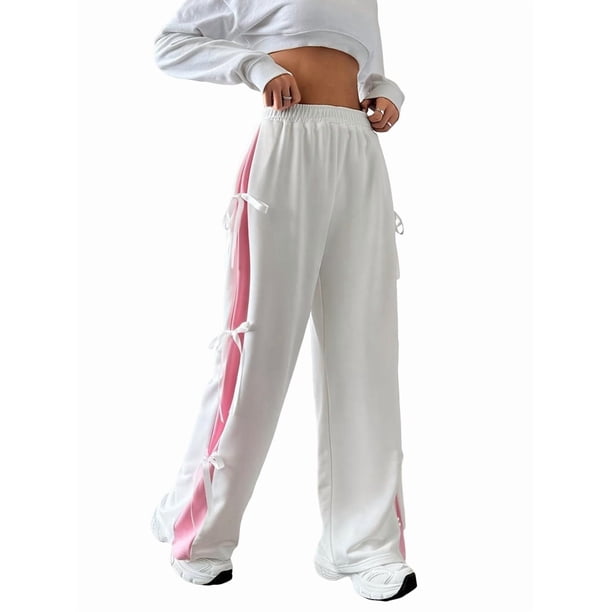 Pantalones Deportivos Anchos para Mujer, Cintura Elástica, Holgados e Informales con Bolsillo, para Salir. XL
