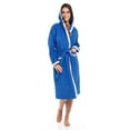 thumbnail image 2 of Women’s Waffle Weave Robe Ladies Hooded Bathrobe 100% Terry Cotton Spa Robes Blue XL, 2 of 8