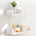 thumbnail image 1 of 2 Pcs Plastic Wall Shelf, White Floating Shelf 17/32 cm, White Wall Shelf, No Drilling, for Bathroom Kitchen, 1 of 4