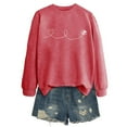 thumbnail image 1 of Chandails à Capuchon pour Femmes Chandail à Capuche Femme Manches Longues Col Rond Chandail en Molleton Décontracté Imprimé Chandail-Over Haut Tenue Quotidienne T-Shirt Blouse Automne Hiver Vêtements Décontractés Automne Veste, 1 of 2