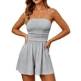 thumbnail image 2 of Womens Romper Summer 2026 Strapless Tube Tops Beach Vacation Clothes Boho Loose Spring Shorts Jumpsuits Pockets Light Gray 2XL, 2 of 5