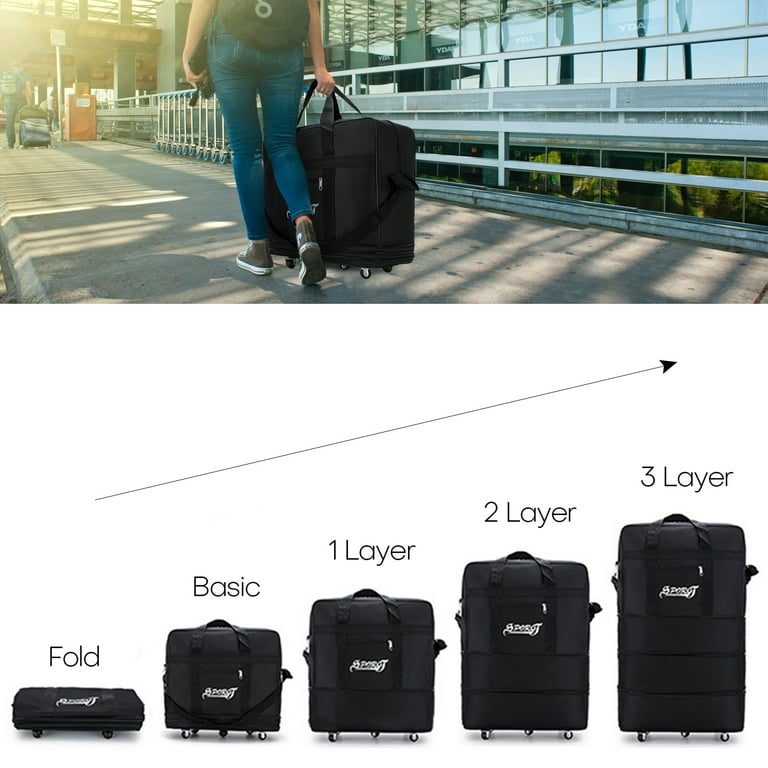  Rolling Duffle Bag with Wheels 21, BAGSMART Carry-on Luggage  Large Travel Bag with Shoes Compartment, Weekender Overnight Bag for  Travel, Business Trips(Black)
