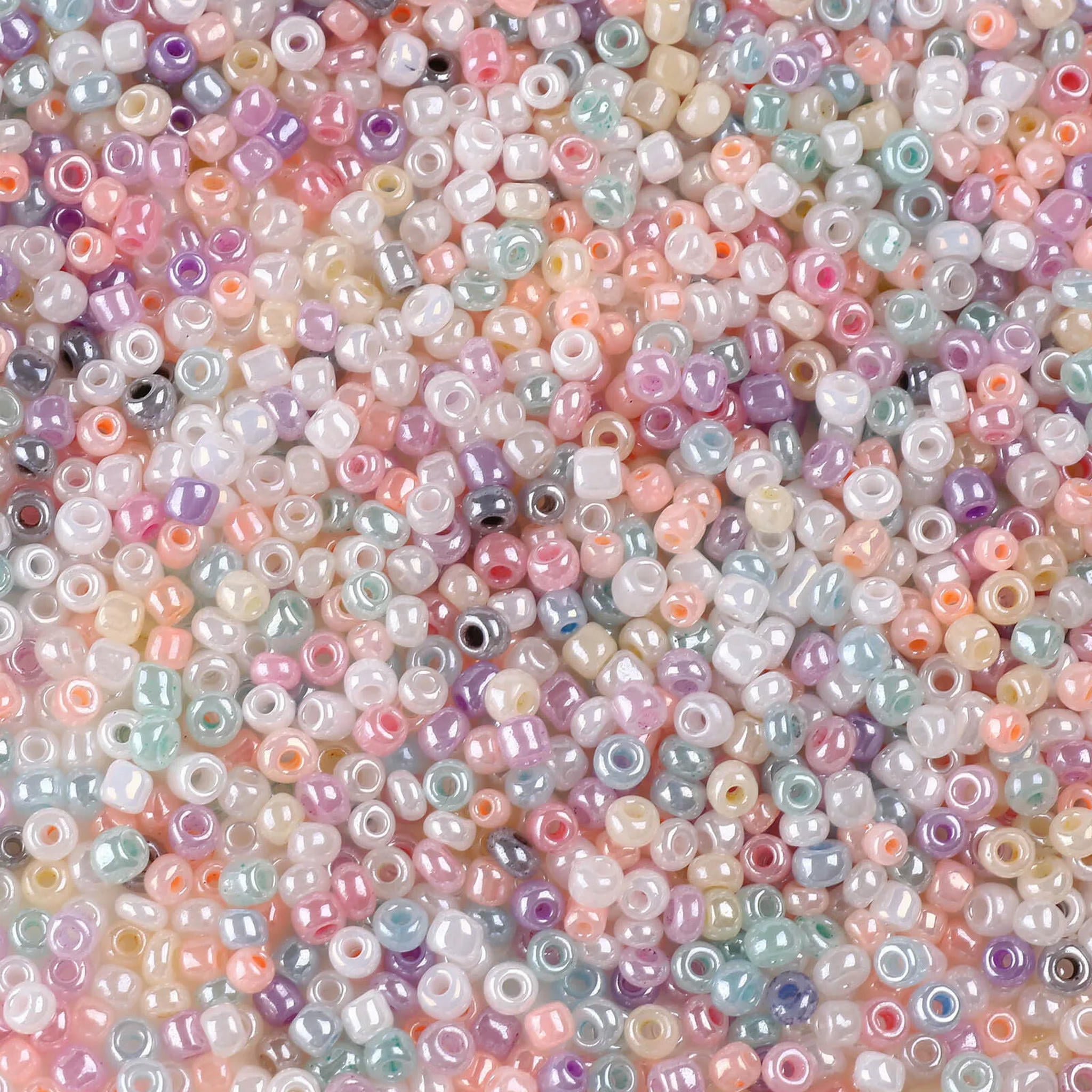 EOEMY 10000Pcs/Pound Tiny 3mm Round Glass Craft Beads Ceylon Smooth Loose Spacer Beads