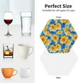 thumbnail image 6 of Lsque Blue Ocean Wave Sunflower Pattern 4" Drink Coasters Set of 4, PVC Leather Absorbent Coasters, Table Coaster Set Decorative Coffee Cup Coasters Housewarming Gift -Hexagon, 6 of 6