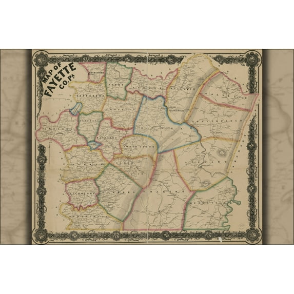 24"x36" Gallery Poster, Map of Fayette Co. Pennsylvania 1858 P1