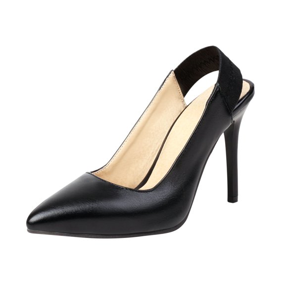 EQWLJWE Heels for Womens Elastic Band Stiletto Sandals Summer Casual Comfortable Pumps Elegant Pointed Toe Closed Toe Slingback Thin High Heel Shoes Sandalias