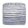 thumbnail image 4 of LR Home Square Denim Blue/Ivory Recycled Chindi Medium-Sized Indoor Pouf, 18"x18"x18", 4 of 11