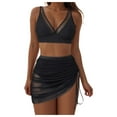 thumbnail image 3 of zaveiop Womens Swim Skirt High Waisted Bikini Sets Tummy Control Swimsuits Mesh Sarong Wraps Bathing Suits (Black, XL), 3 of 9