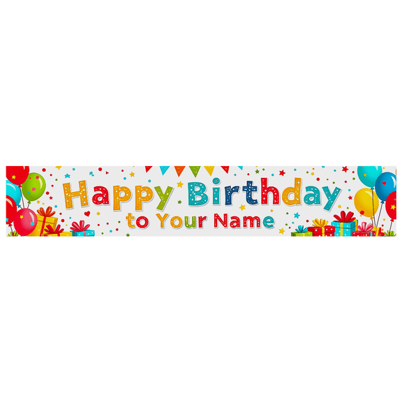 Happy Birthday Personalized Background Backdrop with Colorful Balloons and Gifts Banner for Party Supplies Photography Props Birthday Decoration