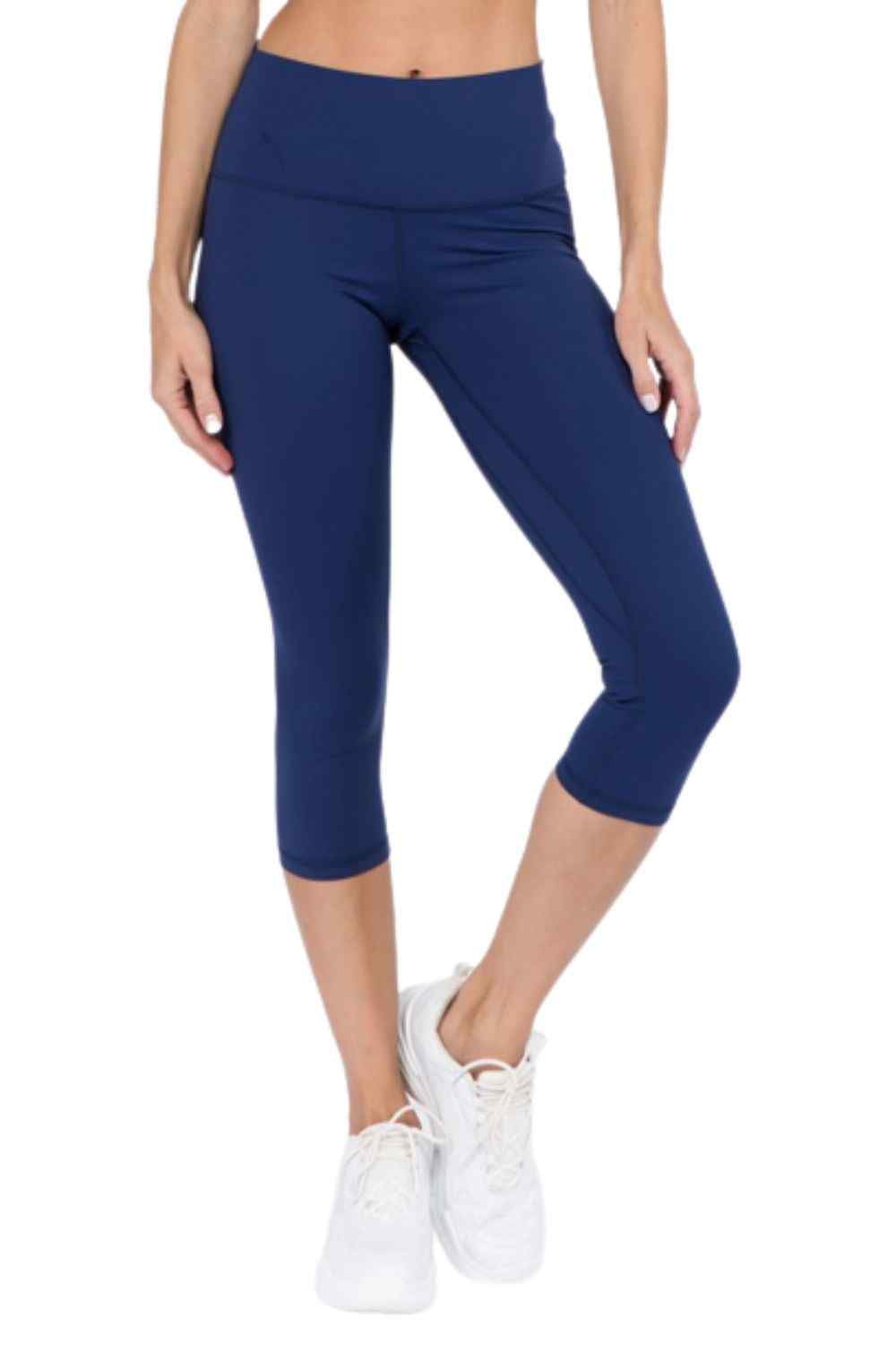 Women's Buttery Soft Capri Activewear Leggings, Navy Blue, L