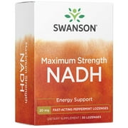 Swanson Maximum Strength NADH - Fast-Acting Peppermint Lozenges to Promote Brain Health and Energy Support - Vitamin B3 Coenzyme to Help Fight Fatigue - (30 Tablets, 20mg Each) 1 Pack