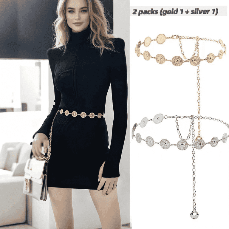 Western Round Concho Chain Belt, Women display picture 1