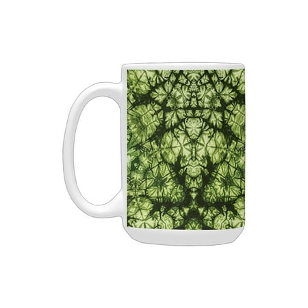 

Tie Dye Decor Free Nature Inspired Mind Bind Folded Color Silhouette Counter Culture Artsy Print Gre Ceramic Mug (15 OZ) (Made In USA)